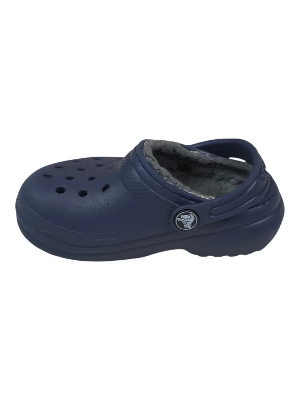 Crocs Clogs Kids Size C8 Fuzzy Lined Classic Clog Slip-On Shoes Navy Blue 7.5 in